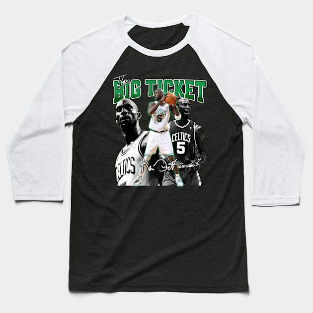Kevin Garnett The Big Ticket Basketball Signature Vintage Retro 80s 90s Bootleg Rap Style Baseball T-Shirt by CarDE